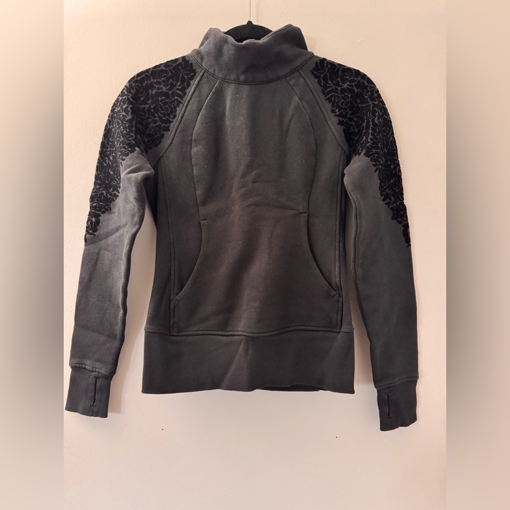 Lululemon Black Pullover with Floral Pattern Sleeves
